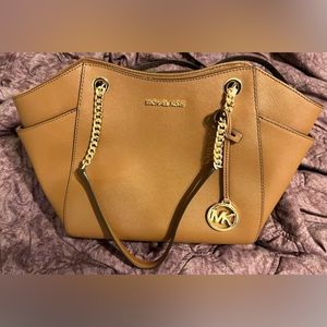 Michael Kors Jet Set Travel Large Chain Leather Shoulder Tote Bag Luggage -Brown